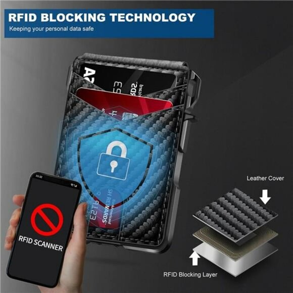 Mens RFID Slim Wallet With Money Clip ID Window Metal Credit Card Holder - Picture 4 of 7